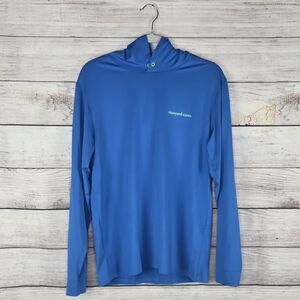 Vineyard Vines Men's Blue Hooded Performance Dri Fit Lightweight Pullover Small
